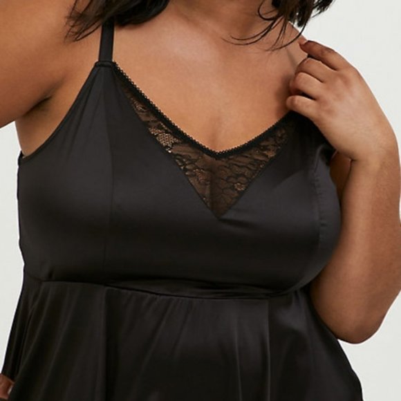 NWT Torrid - Black Satin and Lace Skater Dress 2XL - Picture 3 of 5